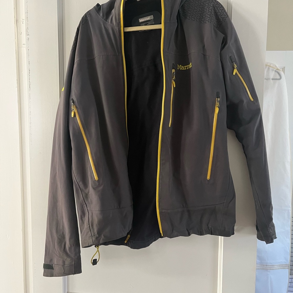 Marmot Performance Jacket Gray and Yellow for Outdoor Activities